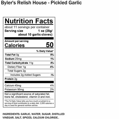 Byler's Relish House Pickled Garlic, 16 fl oz. (1 Pint) Glass Jar