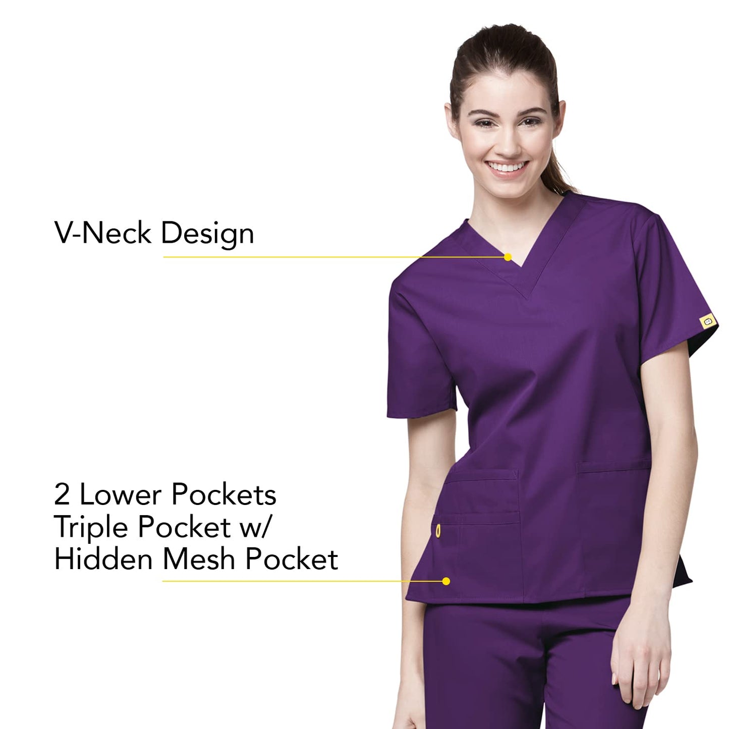 WonderWink womens Origins Bravo V-Neck Top, Eggplant, 2X-Large