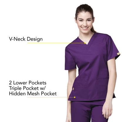 WonderWink womens Origins Bravo V-Neck Top, Eggplant, 2X-Large