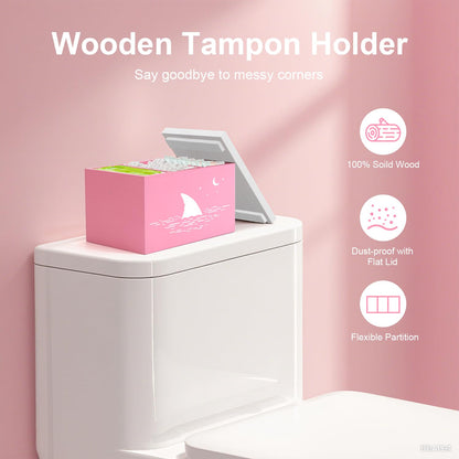 Tampon Holder for Bathroom,Pink Feminine Product Organizer,Girl Stuff Box for Bathroom,Pad and Tampon Organizer for Bathroom,Pad Holder for Bathroom,Shark Week Bathroom Organizer,Bathroom Accessories