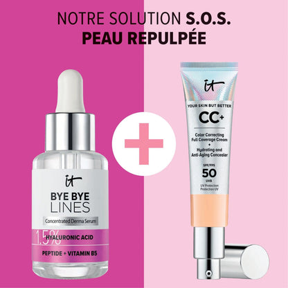 IT Cosmetics Bye Bye Lines Hyaluronic Acid Serum for Face - Hydrating Anti-Aging Facial Serum With Peptide & Vitamin B5, Visibly Plumps Skin, Smooths Look of Fine Lines, For All Skin Types - 1 fl oz