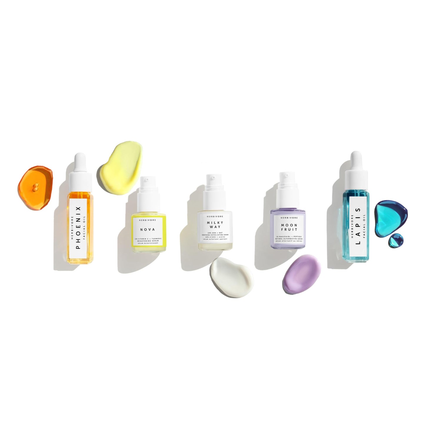 HERBIVORE Rainbow Minis Set - (Serums + Oils Best Sellers Collection), Plant-based, Vegan, Cruelty-free