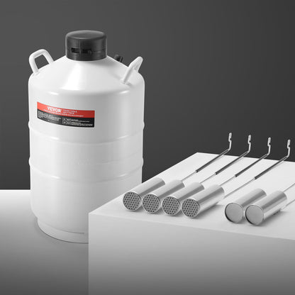 VEVOR Liquid Nitrogen Tank, 20 L Aluminum Alloy Liquid Nitrogen Container, LN2 Tank Dewar with 6 Canisters and Carry Bag with Straps, Cryogenic Tank for Beauty Industry, Semen Preservation, Scientific