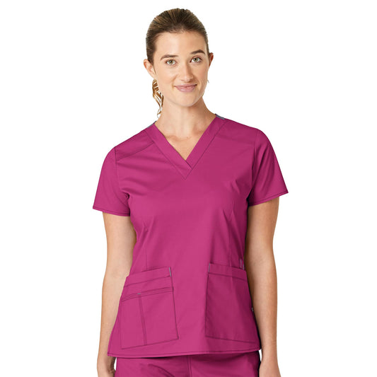 WonderWink Women's Wonderflex Verity Scrub Top, Hot Pink, Large