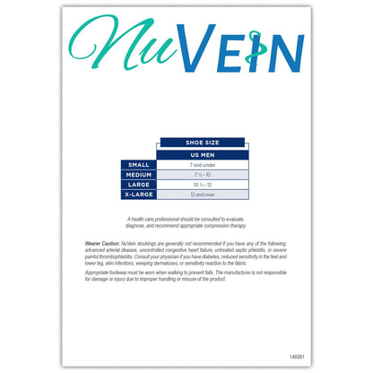 NuVein Men's Compression Socks, 8-15 mmHg Support, Dress Trouser Style, Over Calf Knee High, Black, Small