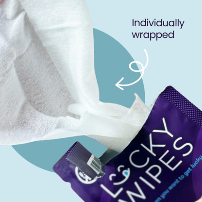 Lucky Wipes For Men, Individually Wrapped - pH Balanced Flavored Intimate Wipes - Pack of 10 (Banana)