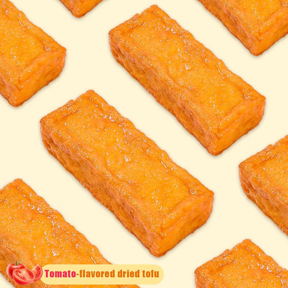 Dried tofu , tomato flavored dried tofu,（6.34oz/180g）sweet and sour, delicious bean flavor, non fried, non greasy, soft, pliable and chewy, casual snacks, office snacks