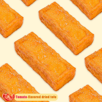 Dried tofu , tomato flavored dried tofu,（6.34oz/180g）sweet and sour, delicious bean flavor, non fried, non greasy, soft, pliable and chewy, casual snacks, office snacks