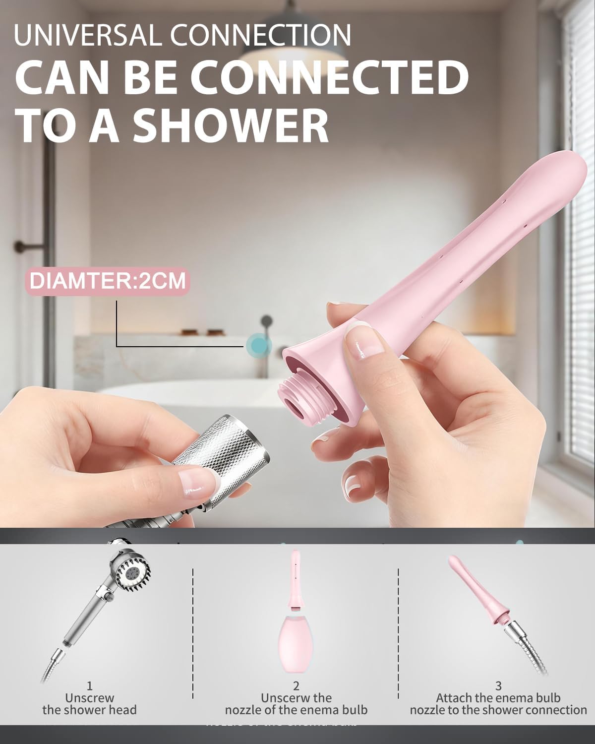 Enemas Anal Douches for Men Women - Enema Bulb with Soft Silicone Nozzles,Anti Backflow Shower Douche Enema Kit,Feminine Care Shower Enema Douche Kit Cleaner Flusher,Shower Tube Connectable