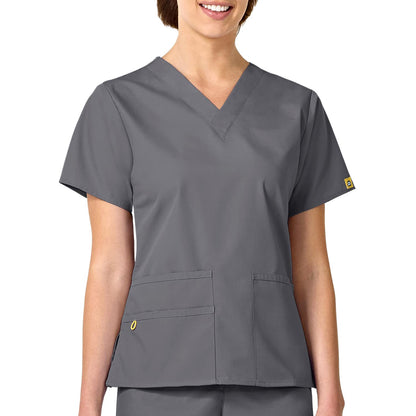 WonderWink womens Origins Bravo V-Neck Top, Pewter, Medium
