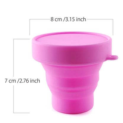 Collapsible Silicone Foldable Sterilizing Cup Set for Feminine softcups Menstrual Cups Storing and Cleaning Your Heavy Diva Cup Foldable Travel Cup for Outdoors Camping and Hiking-Eco Friendly(Pink)