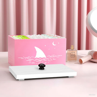 Tampon Holder for Bathroom,Pink Feminine Product Organizer,Girl Stuff Box for Bathroom,Pad and Tampon Organizer for Bathroom,Pad Holder for Bathroom,Shark Week Bathroom Organizer,Bathroom Accessories