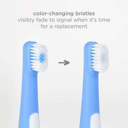 Ubbi Grow with Me Toothbrush Training Set for Babies and Toddlers, Includes Silicone Finger Brush, 360° and Soft Bristled Toothbrush, Polaris Blue