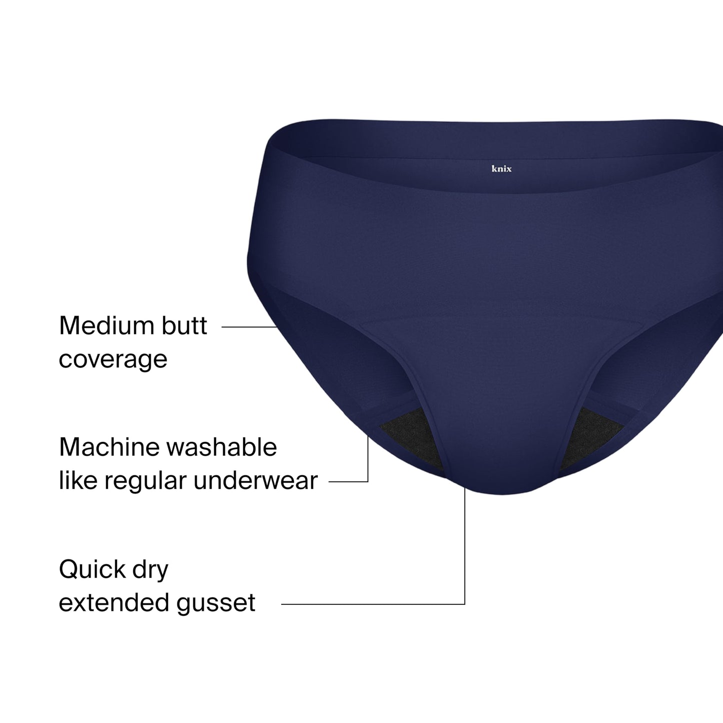KNIX Super Leakproof No-Show Bikini Period Underwear – Heavy Flow, Reusable Absorbent Menstrual & Incontinence Panties