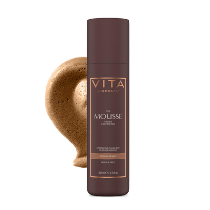VITA LIBERATA Tinted Self Tanner Mousse - Medium, Lightweight & Fast Drying Formula, Tinted For Easy Application, Lasting Tan, Formulated with Organic Aloe Vera & Hyaluronic Acid, 6.76 fl oz