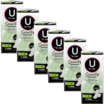 Kotex Natural Balance Absorbent Liners, Long, 16 Count (Pack of Six)