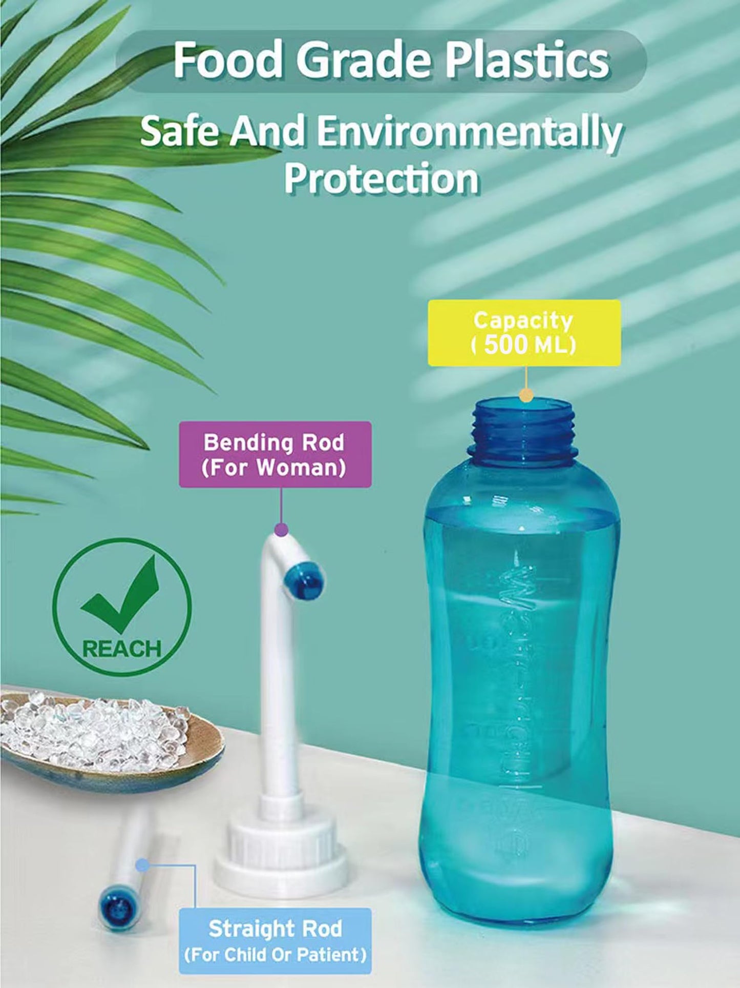 Peri Bottle for Postpartum Essentials & Perineal Care,Handheld Portable Bidet Spray Perineal Cleansing for Female Menstruation Lochia Hemorrhoids, 2 Nozzles & Lightweight, 500ml (16.9OZ)
