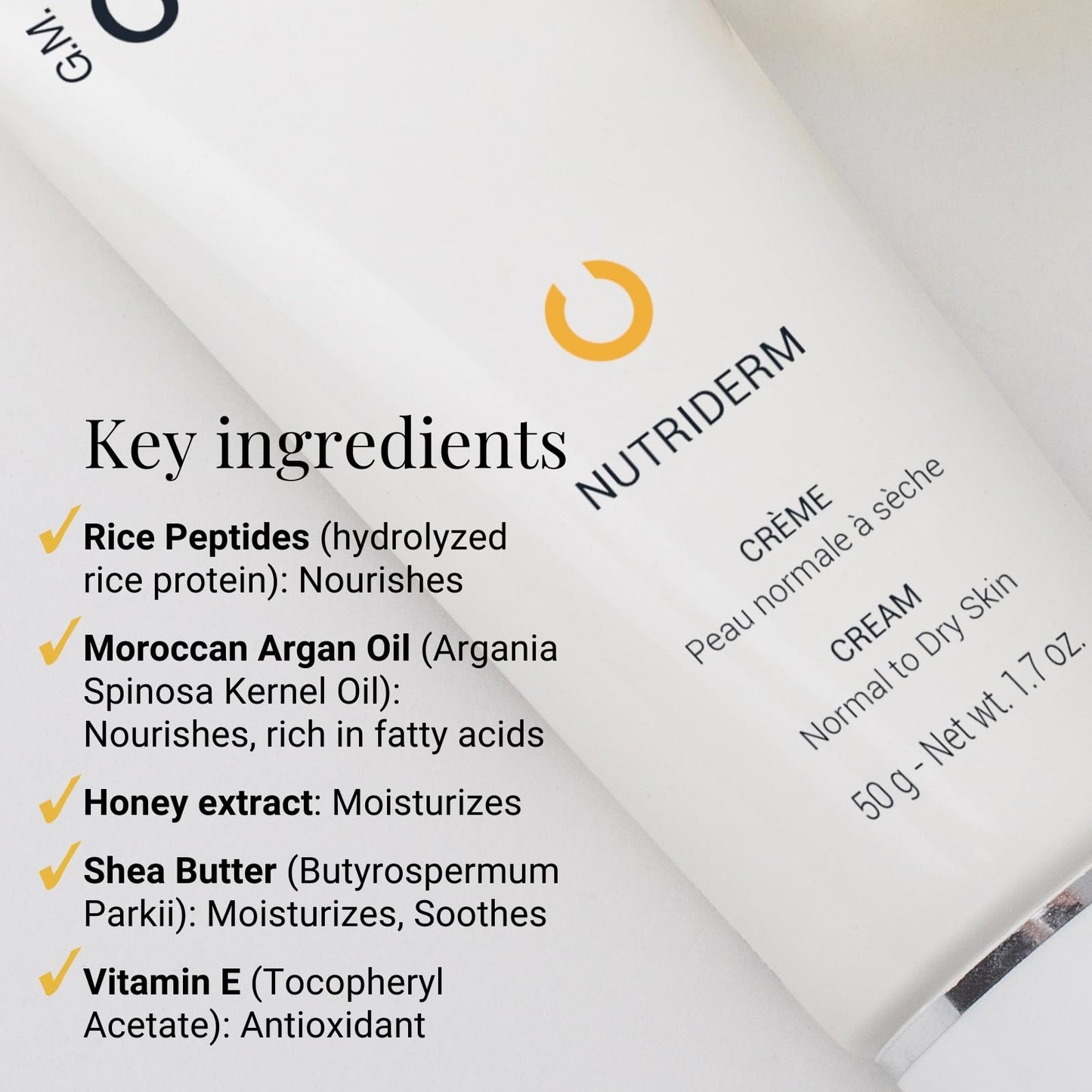 G.M. COLLIN Nutriderm Cream | Nourishing Daily Face Cream for Dry Skin | Moisturizing Skincare With Rice Peptides and Moroccan Argan Oil