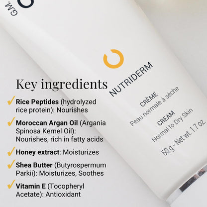 G.M. COLLIN Nutriderm Cream | Nourishing Daily Face Cream for Dry Skin | Moisturizing Skincare With Rice Peptides and Moroccan Argan Oil