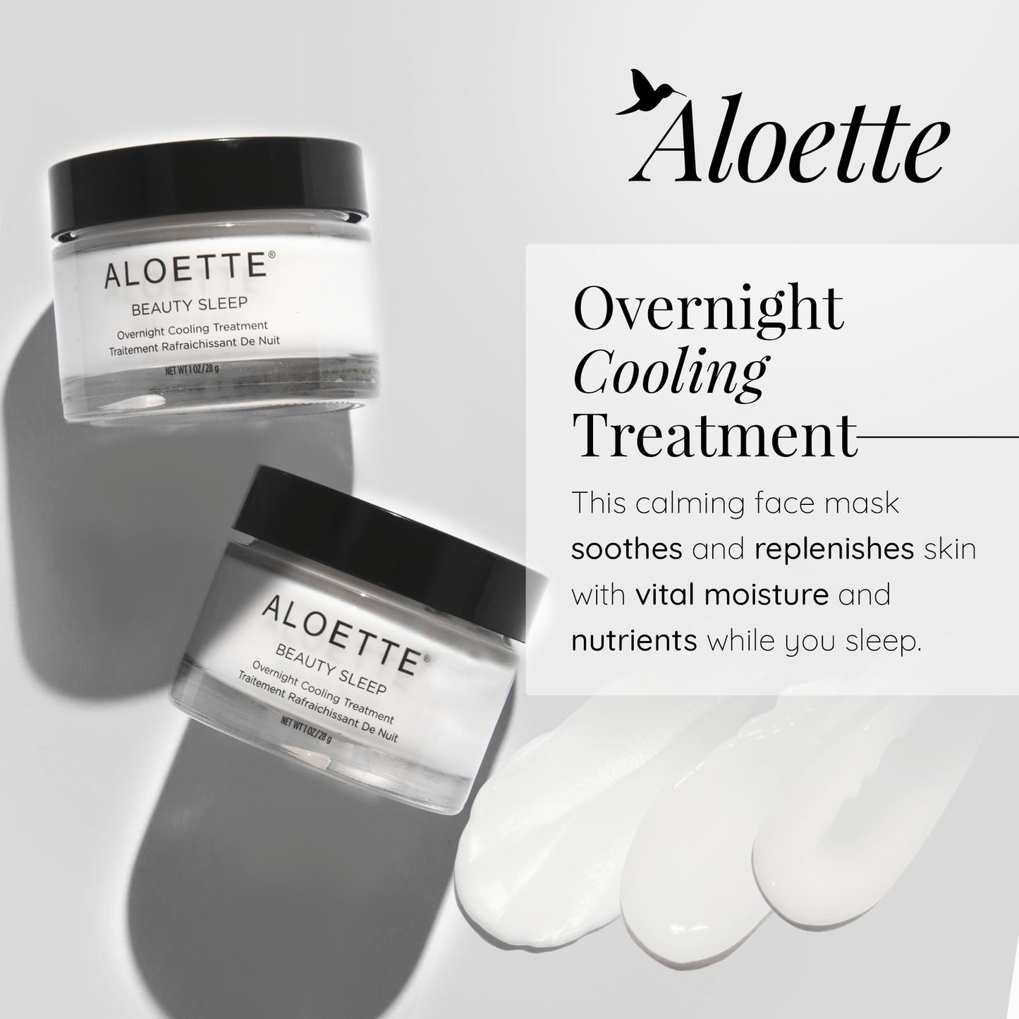 Aloette Beauty Sleep Soothing Face Mask - Anti-Aging Facial Mask with Hyaluronic Acid & Squalene for Firmer, Smoother & Softer Looking Skin - Overnight Cooling Treatment for Inflammation & Redness