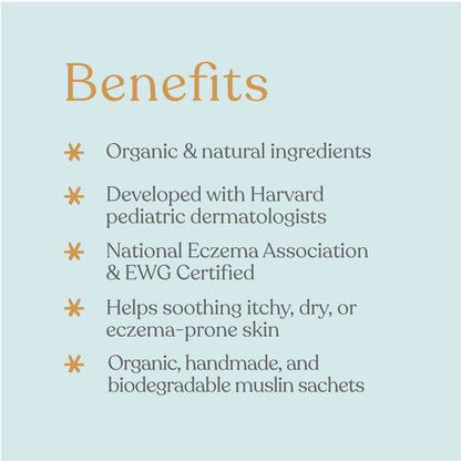 ELLAOLA Oatmeal Bath Soak for Babies Kids & Adults - Baby Bath Tea Soaks Made with Prebiotics to Relieve Dry, Itchy, Eczema Prone Skin While Gently Cleansing, Fragrance Free I 4 Bath Tea Soaks