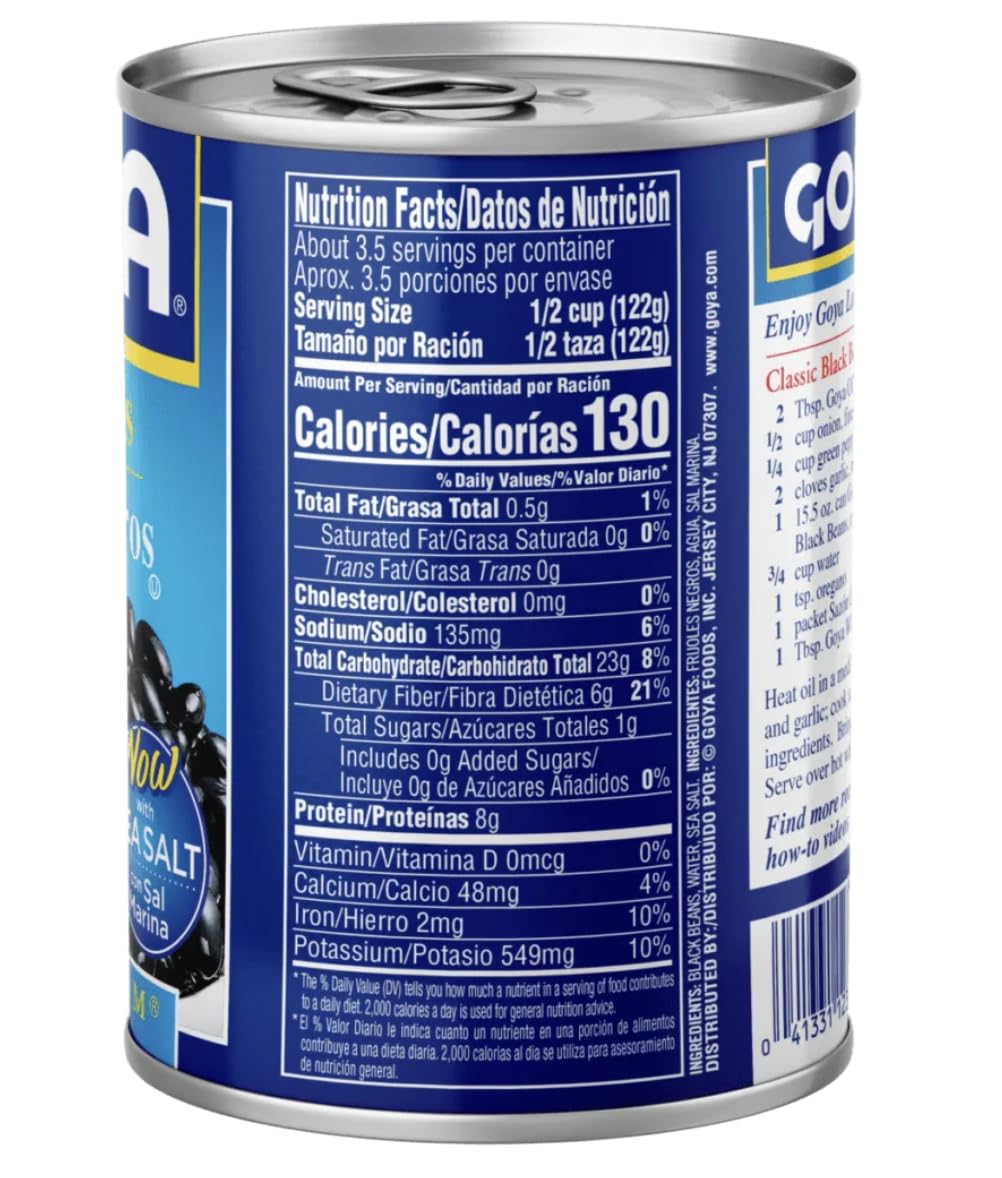 Goya Black Beans Low Sodium, 15.5 oz, 2-Pack