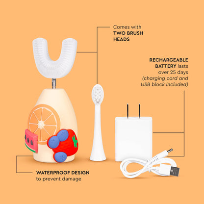 Boka Kids Sonic Electric Toothbrush - Rechargeable Sonic Powered Toothbrush - Food Grade Silicone Bristles for Deep Cleaning - Dentist Recommended Oral Care - U Brush and Nylon Brush Set