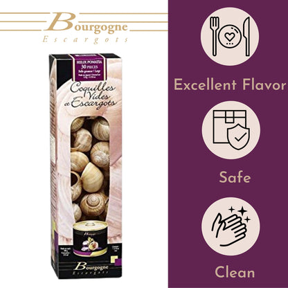 Bourgogne Escargots Burgundy French Escargot Set - 24 Unattached Snail Shells and Snail Meat