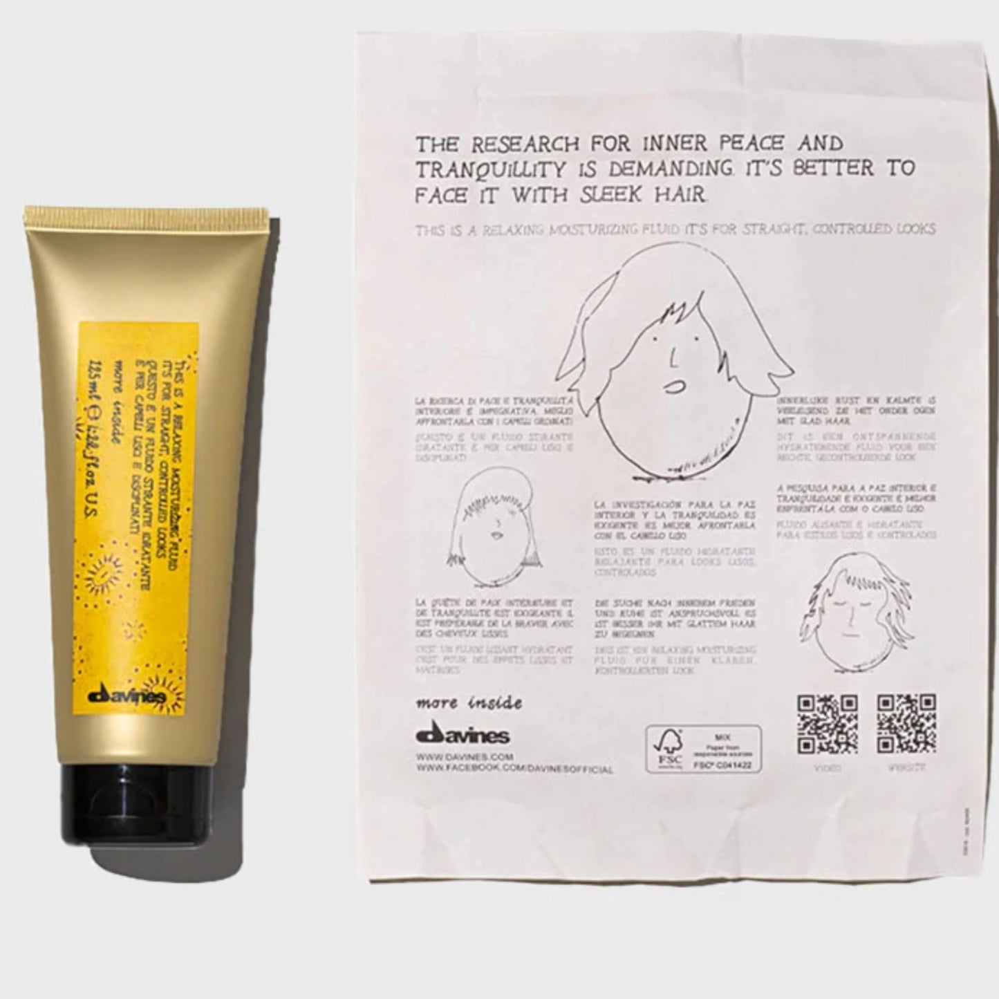 Davines This Is A Relaxing Moisturizing Fluid, No Hold Straightening & Anti-Frizz - Smooths & Relaxes Curls - Adds Shine & Hydration, 4.23 Fl Oz