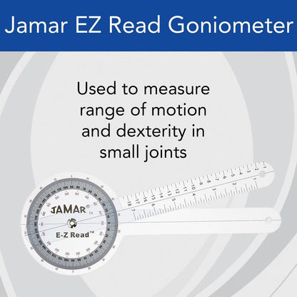 Jamar EZ Read 6.75" (17cm) Goniometer, Easy to Read Manual Hand and Finger Range of Motion Tool for Angle Measuring, Transparent Protractor for Accurate Measuring, Inch & Centimeter Linear Measurement