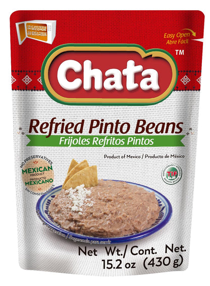 Chata Mexican Refried Pinto Beans, Authentic Mexican Flavor, 15.2 oz (Pack of 5)