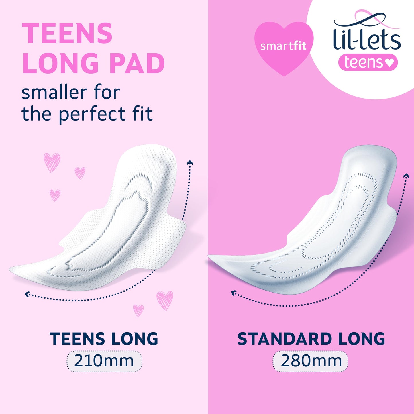 Lil-Lets Teens Long Pads with Wings - 60 Count Period Pads for Teens - Thin, Super Absorbent Sanitary Napkins, Soft & Breathable, Fragrance-Free - First Periods, Medium to Heavy Days