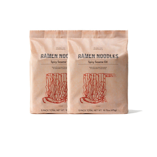 Public Goods Ramen Noodles | Brothless Vegan & Vegetarian Instant Ramen | Healthy, High Protein Asian Noodle | Preservative Free | No Added MSG | Spicy Sesame Oil (10 Pack)