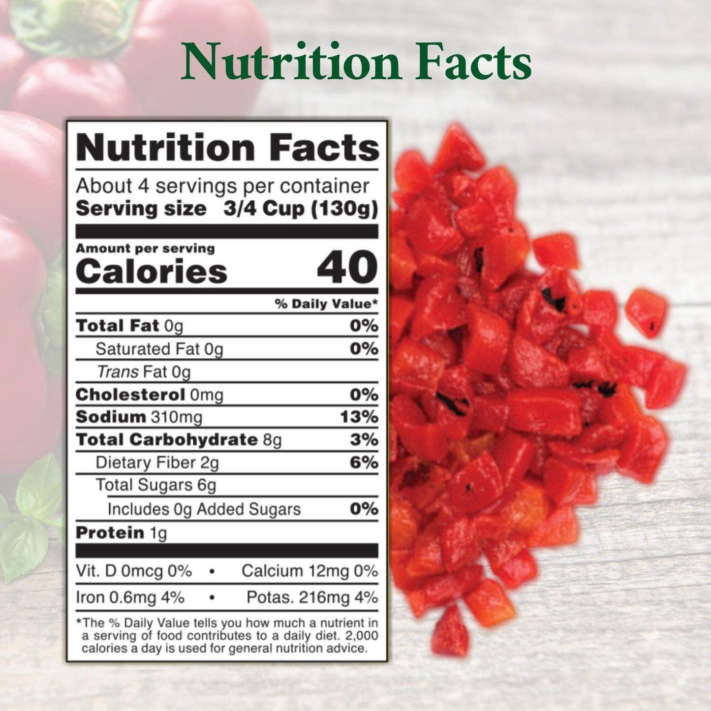 Roland Foods Diced Fire Roasted Red Peppers, 28 Ounce Can, Pack of 4