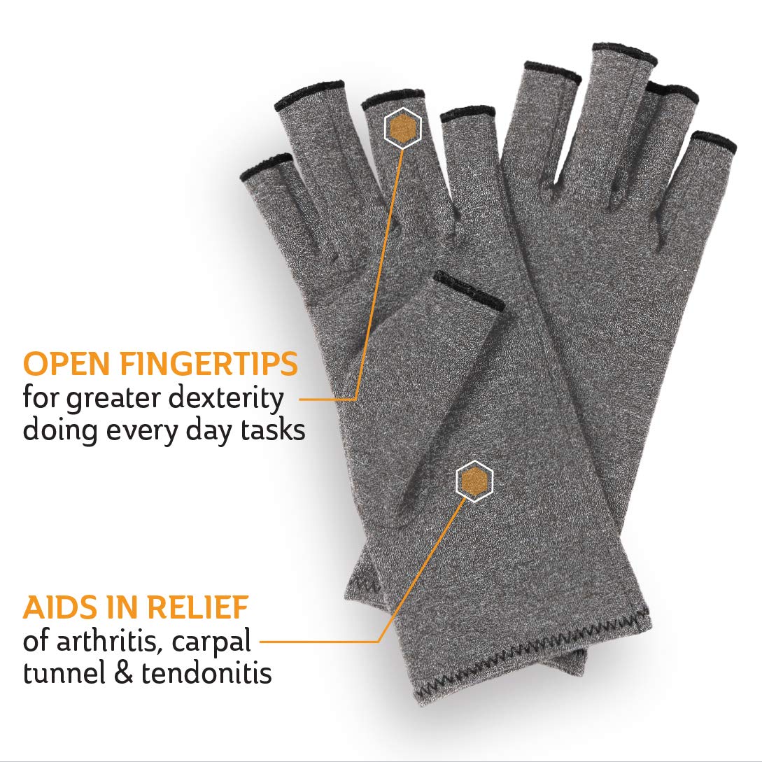 Curad Performance Series 50+ Arthritis Reilef Glove, Aids in Arthritis, Carpal Tunnel & Tendonitis, Breathable, Soft, Mild Compression, 1 Pair, Large