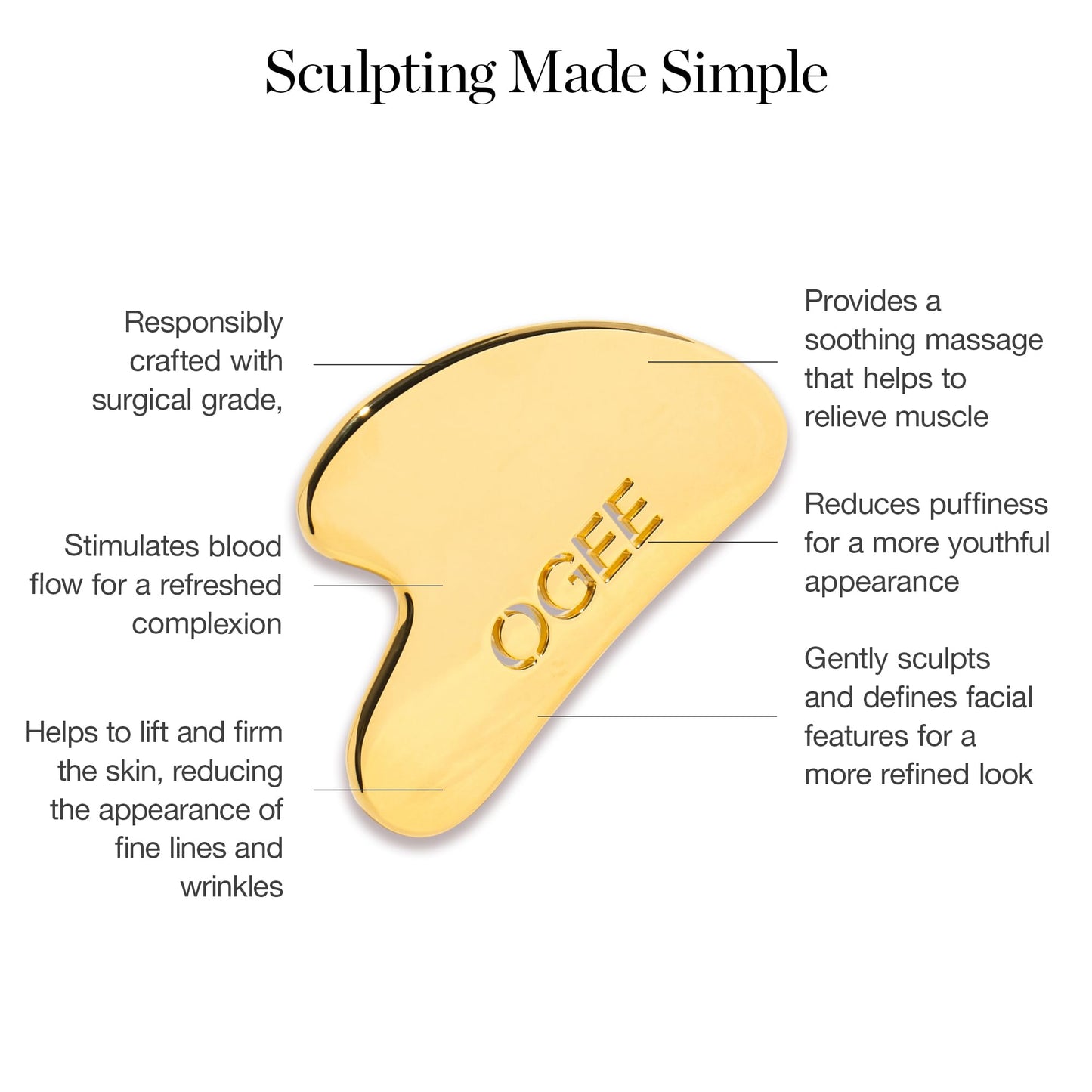 Ogee Sculptor Gua Sha Facial Tools - Zamac Gua Sha Stone Facial Massager