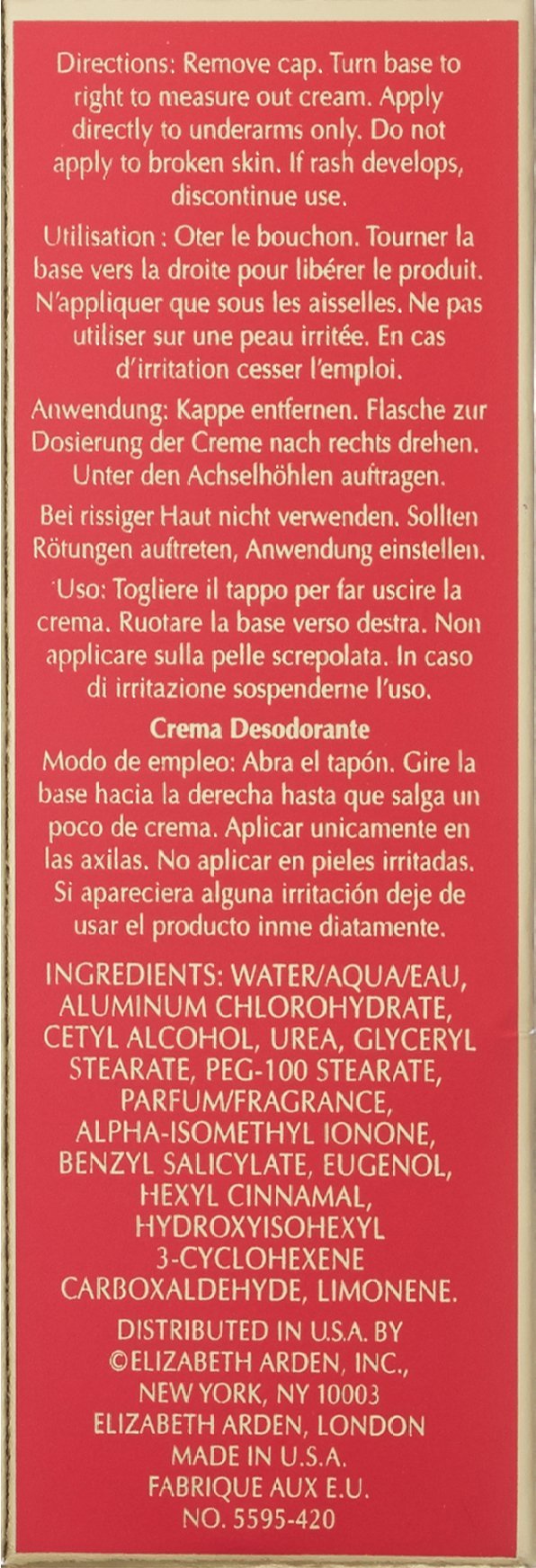 Elizabeth Arden Red Door Cream Deodorant, 1.5 oz.