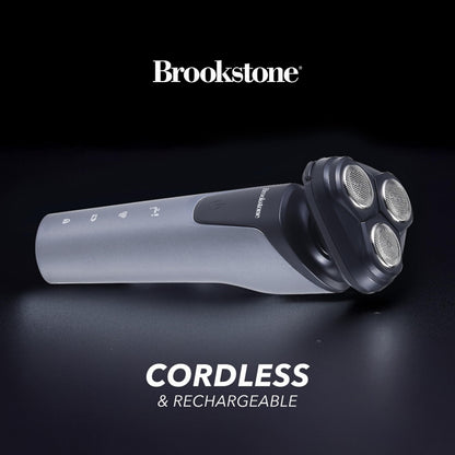Brookstone - 3 Head Rotary Shaver, Precision Shave, Cutting-Edge Design, Professional Quality (Black/Grey)