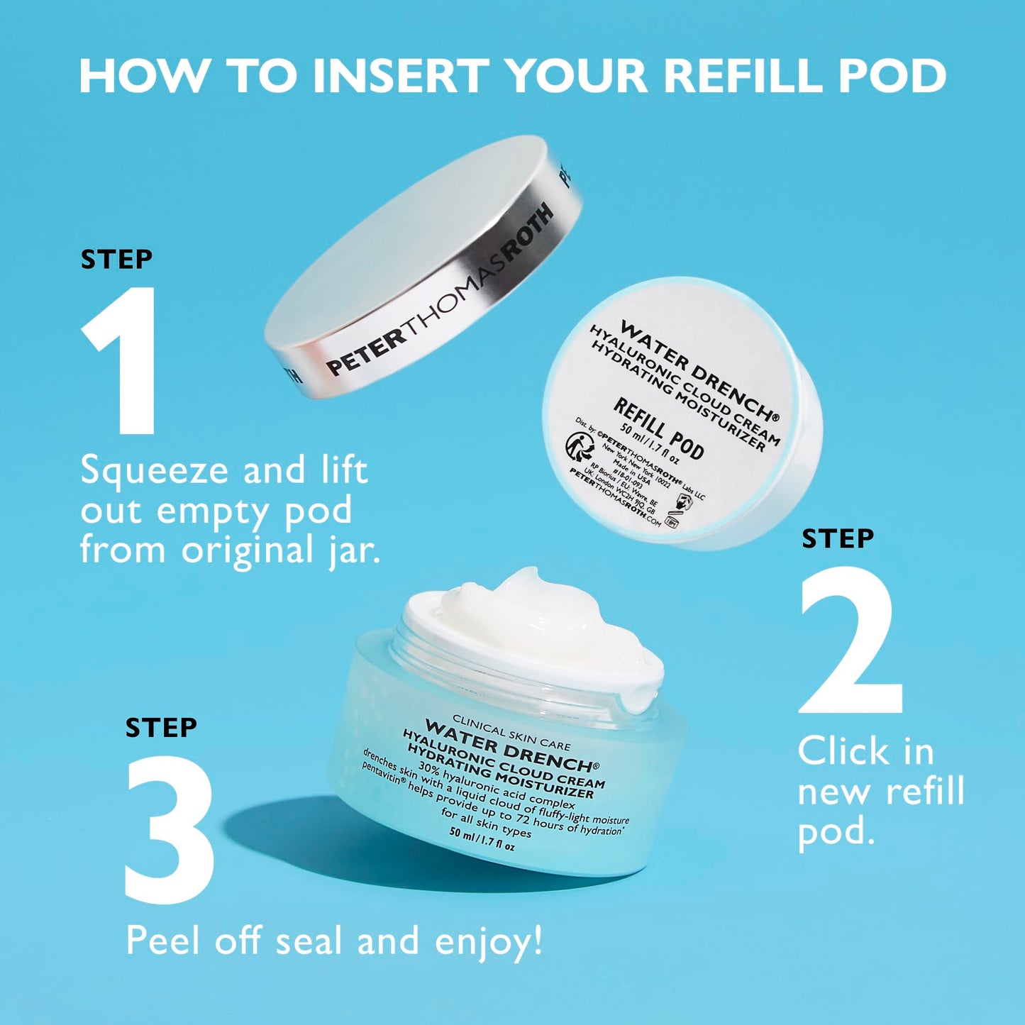 Peter Thomas Roth | Water Drench® Hyaluronic Cloud Cream Hydrating Moisturizer Refill Pod | Hyaluronic Acid Cream For All Skin Types, Line-Smoothing, Fragrance-Free