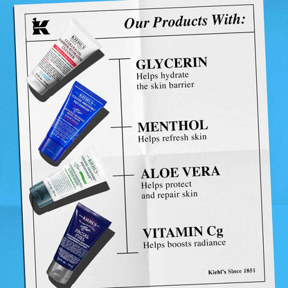 Kiehl's Men's Skincare Routine and Shaving Kit Gift Set, $92 Value, Includes Face Wash, Shaving Cream, After Shave, and Moisturizer, Grooming Gift Set formulated for all Skin Types