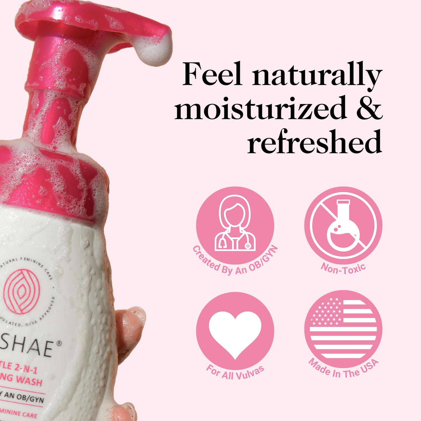 Kushae Feminine Hygiene Care Bundle - 2-in-1 Gentle Foaming Wash to Balance pH & Maintain Freshness - Feminine Deodorant Stick for Odor Protection - OB/GYN Made, All-Natural, Made in USA