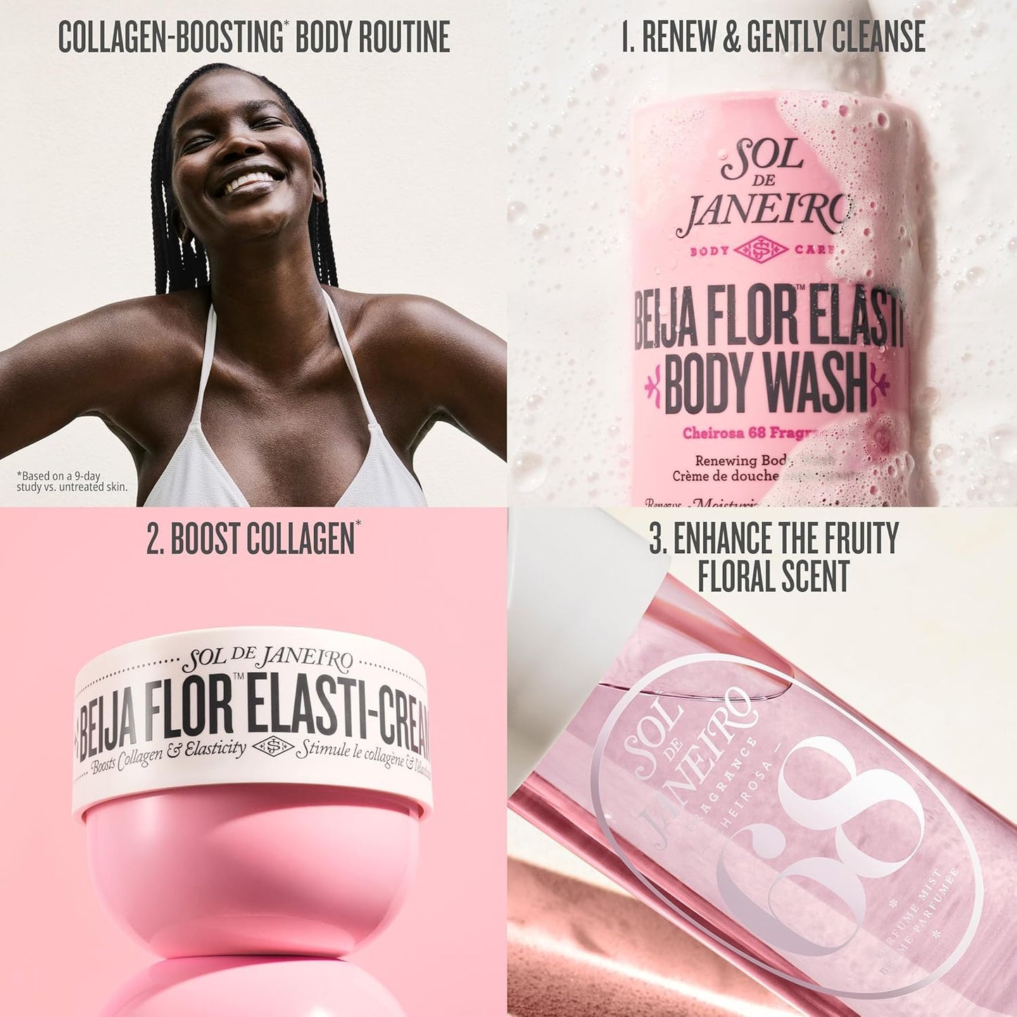 Sol de Janeiro Collagen Boosting Beija Flor Elasti-Cream & Cheirosa 68 Hair and Body Fragrance Mist Duo 8.1 fl oz.