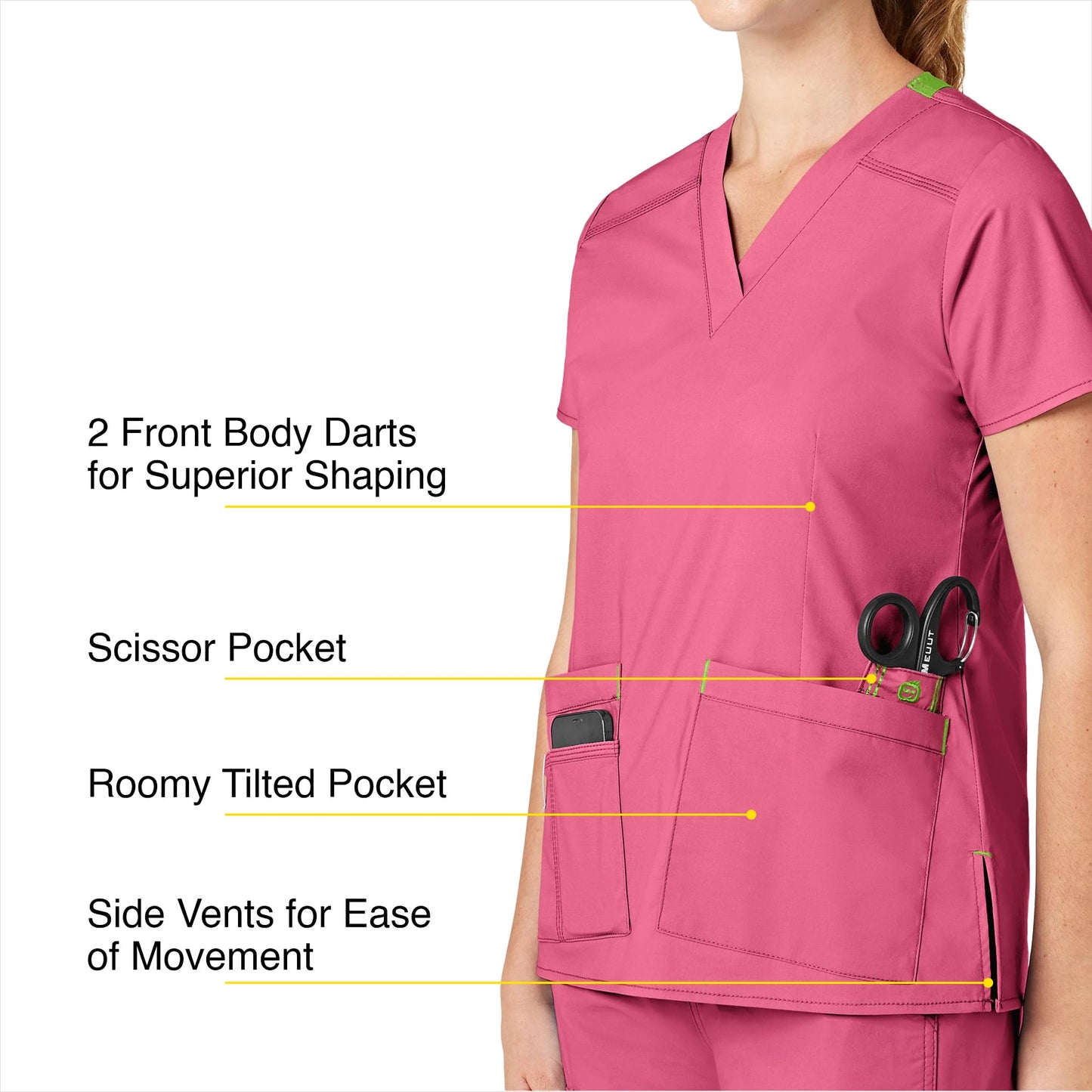 WonderWink Women's Wonderflex Verity Scrub Top, Papaya, X-Small
