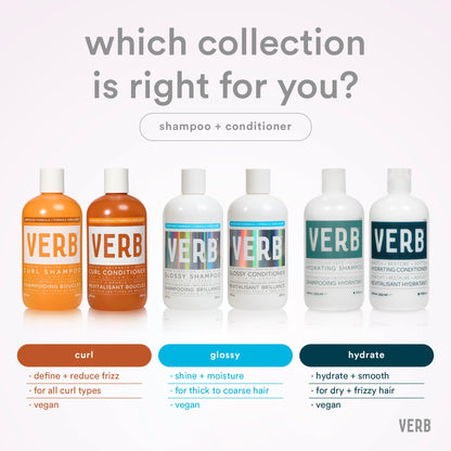 VERB Curl Shampoo + Conditioner Duo - Cleanse and Smooth - Frizz Control + Definition- Vegan, No Parabens or Harmful Sulfates