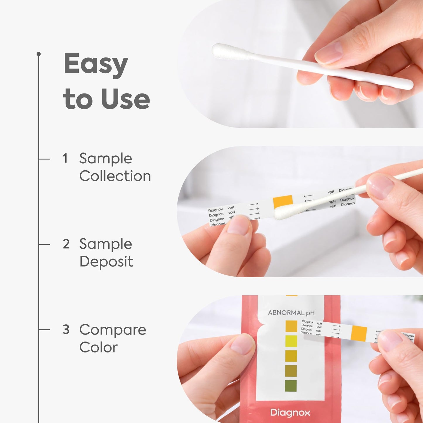 Diagnox Health At Home Vaginal pH Test Strips for Women, Early Detection of Feminine pH Imbalances, Individually Packaged & Easy to Use BV Test, Pack of 3