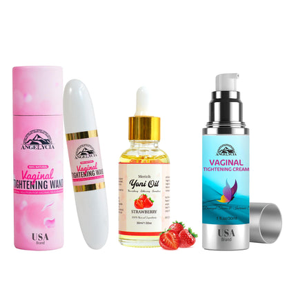 ANGELYCIA Ultimate Feminine Rejuvenation Trio: Wand, Cream and Yoni Oil for Vaginal Tightening, Rejuvenation, Effective Vaginial Tightening Cream, Coochie Tightener Wand and Feminine Yoni Oil