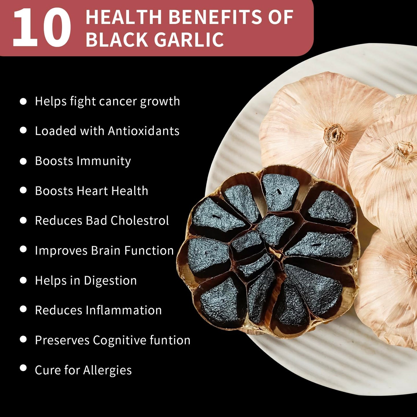 Nat Flav Multiclove Black Garlic, 8.8 Oz (250g.), Whole Bulbs, Fermented for 90 Days, Non-Additives, High in Antioxidants, Ready to Eat