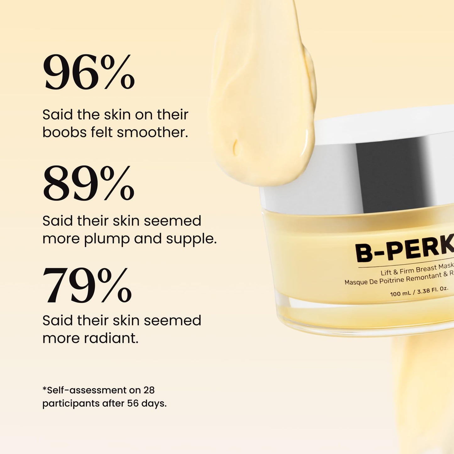 MAËLYS B-PERKY Lift & Firm Breast Mask - Leave-On Firming Cream for Breast Area - Smoothing Chest Treatment with Hydrating Jojoba Oil and Skin Tightening Kigelia Africana (3.38 Fl Oz)