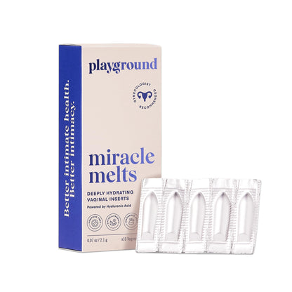 PLAYGROUND Miracle Melts Vaginal Moisturizer, Hyaluronic Acid Moisture Treatment for Women’s Intimate Dryness, Menopause Relief, Hormone-Free Vaginal Tissue Hydration