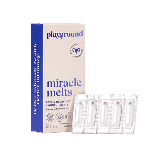 PLAYGROUND Miracle Melts Vaginal Moisturizer, Hyaluronic Acid Moisture Treatment for Women’s Intimate Dryness, Menopause Relief, Hormone-Free Vaginal Tissue Hydration